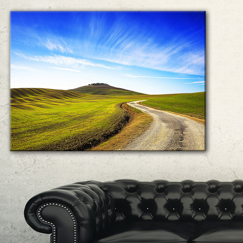 "Rural Road And Olive Trees Uphill" Landscape Wall Art, 40"x30"