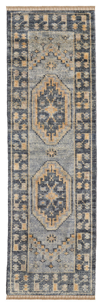 Foxboro R6941 Vintage/Bohemian & Eclectic Runner, Blue/Charcoal, 2'6"x12'