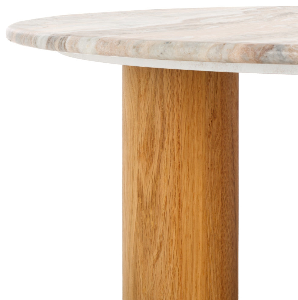 Safavieh Couture Tylee Round Marble Coffee Table, Brown/Natural