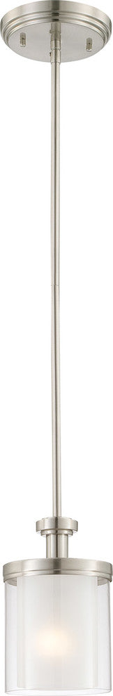 Contemporary Decker 1-Light Mini Pendant, Brushed Nickel Finish