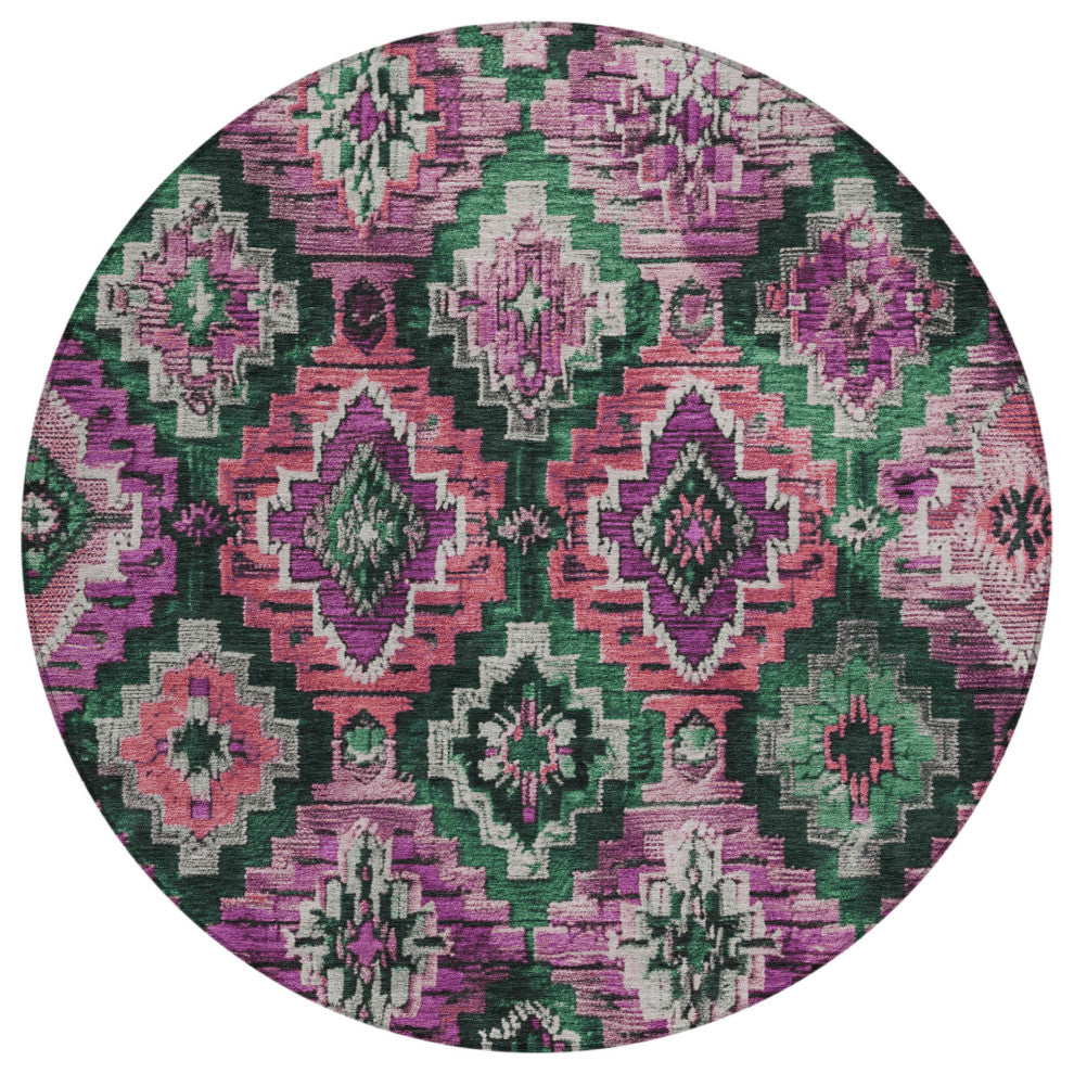 Machine Washable Indoor/Outdoor Chantille ACN1891 Blush 8' x 8' Round Rug