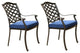 Fletcher Aluminum Dining Arm Chair With Cushion, Set of 2, Blue Olefin