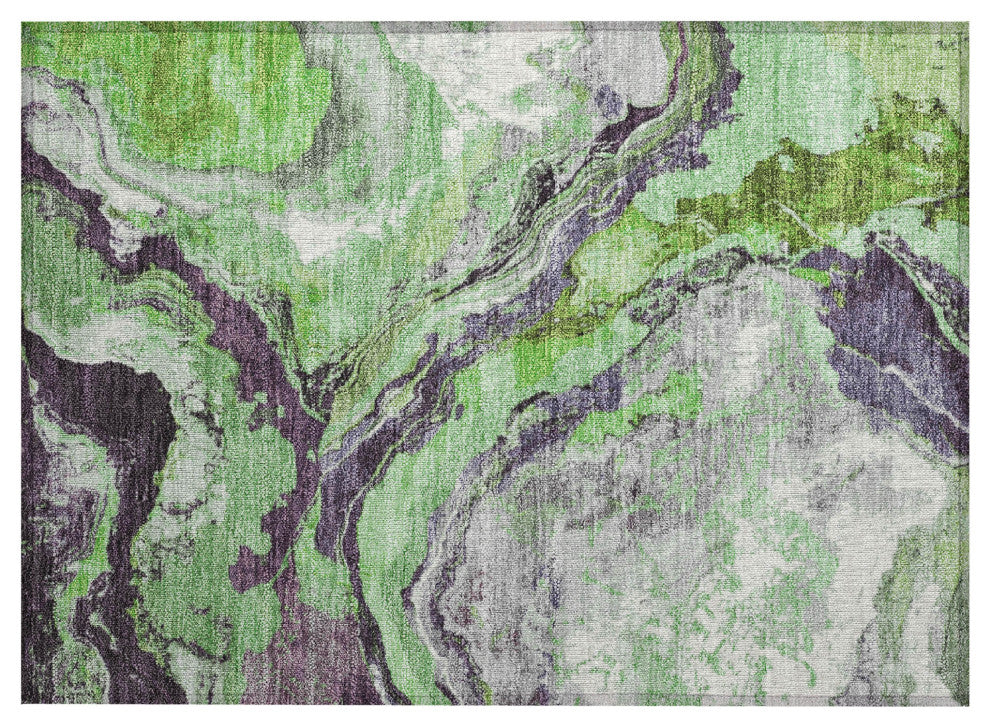Machine Washable Indoor/Outdoor Chantille ACN1908 Green 1'8" x 2'6" Rug