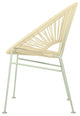 Concha Indoor/Outdoor Handmade Dining Chair, Ivory Weave, Chrome Frame
