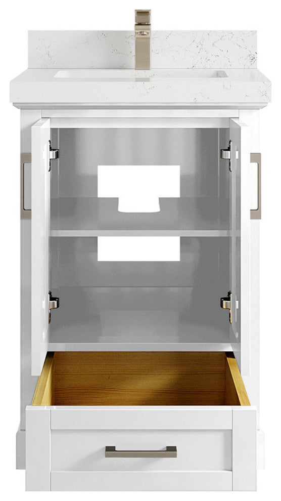 Boston 24 Single Sink Bathroom Vanity, White 2" Empira Quartz