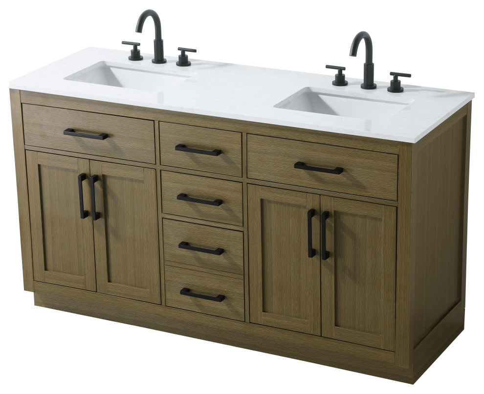 Home Living 60" Double Bathroom Vanity, Chestnut Brown