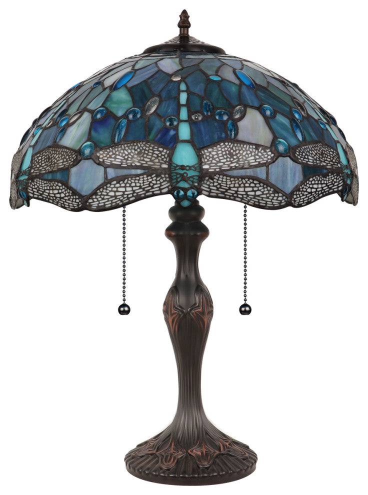 Sunniva Dragonfly Tiffany 2-Light Table Lamp 16" Shade