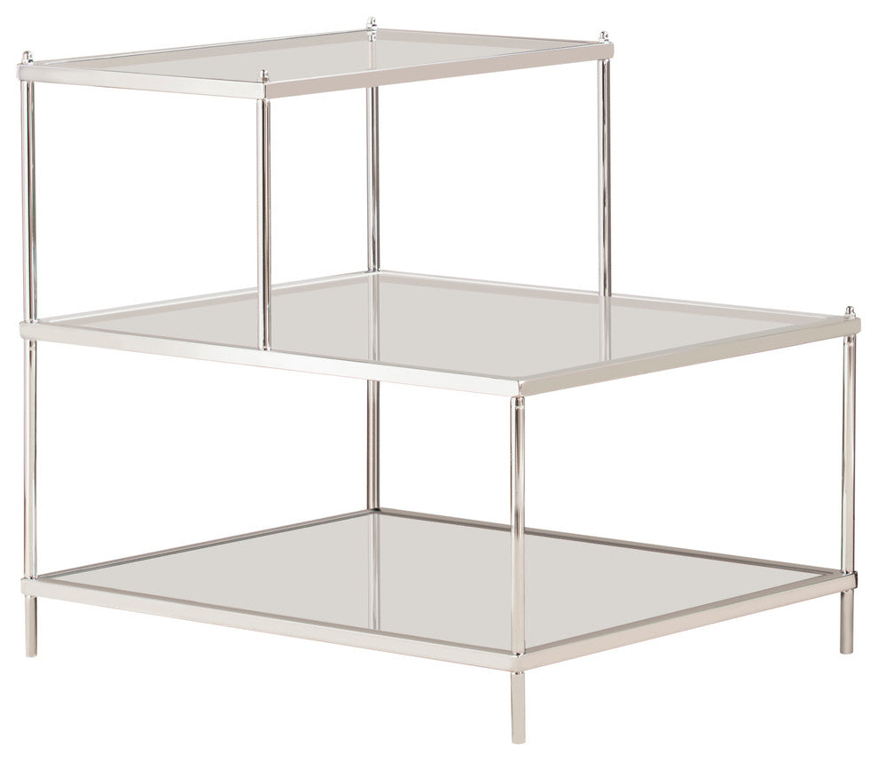 Reginald Glam Mirrored Accent Table, Chrome