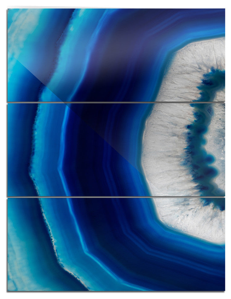 "Blue Agate Crystal" Digital Metal Wall Art, 3 Panels, 28"x36"