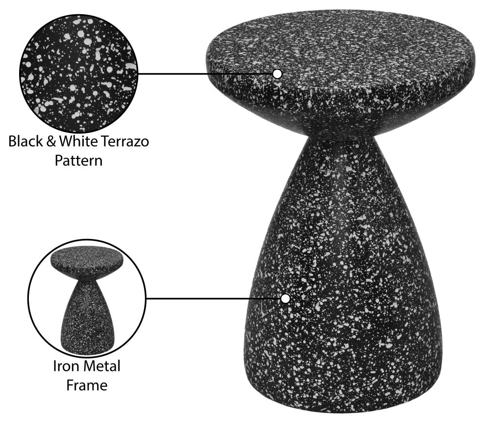 Anika Iron Terrazzo End / Side Table, Black
