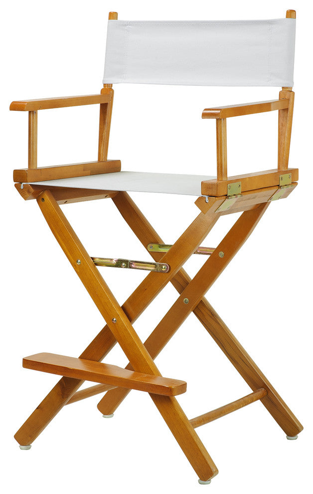024" Director's Chair Honey Oak Frame-White Canvas