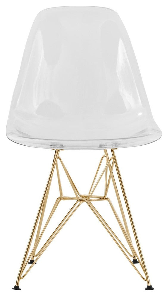 Cresco Eiffel Base Dining Chair, Gold Base, Set of 2, Clear