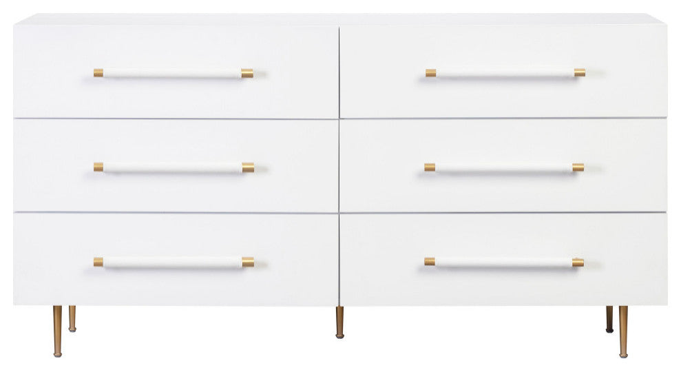 Trident 6 Drawer Dresser, White