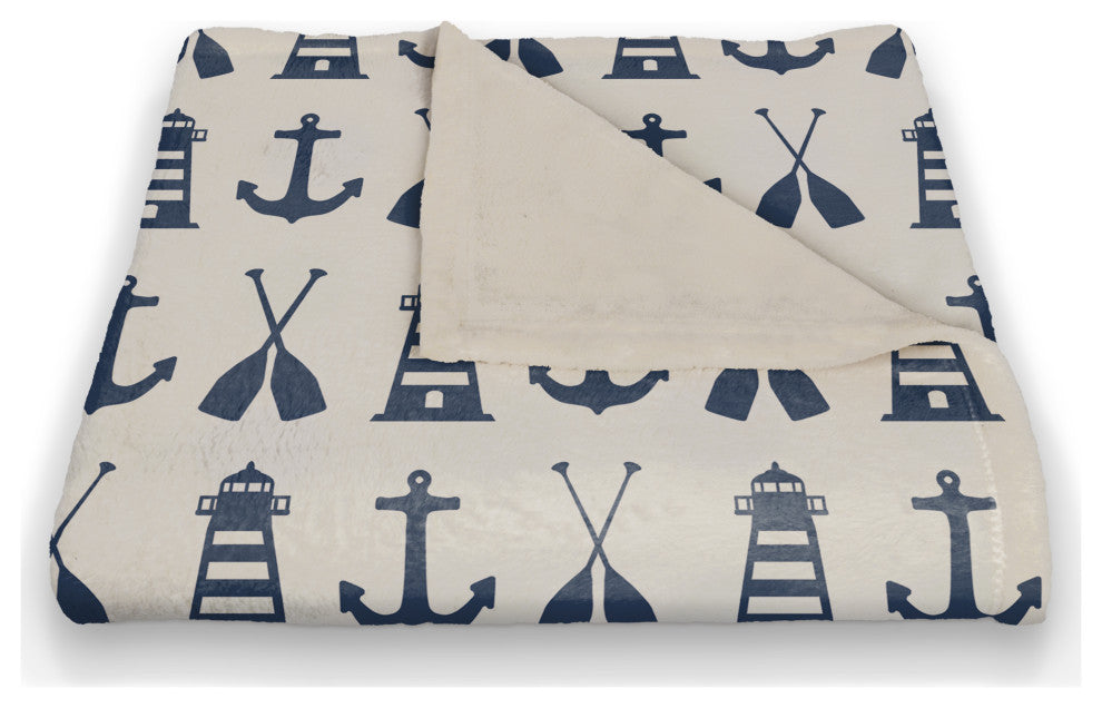Nautical Icons Navy 50x60 Throw Blanket