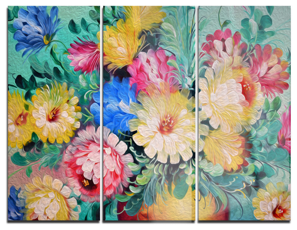 "Digital Flowers Art" Glossy Metal Wall Art, 3 Panels, 36"x28"
