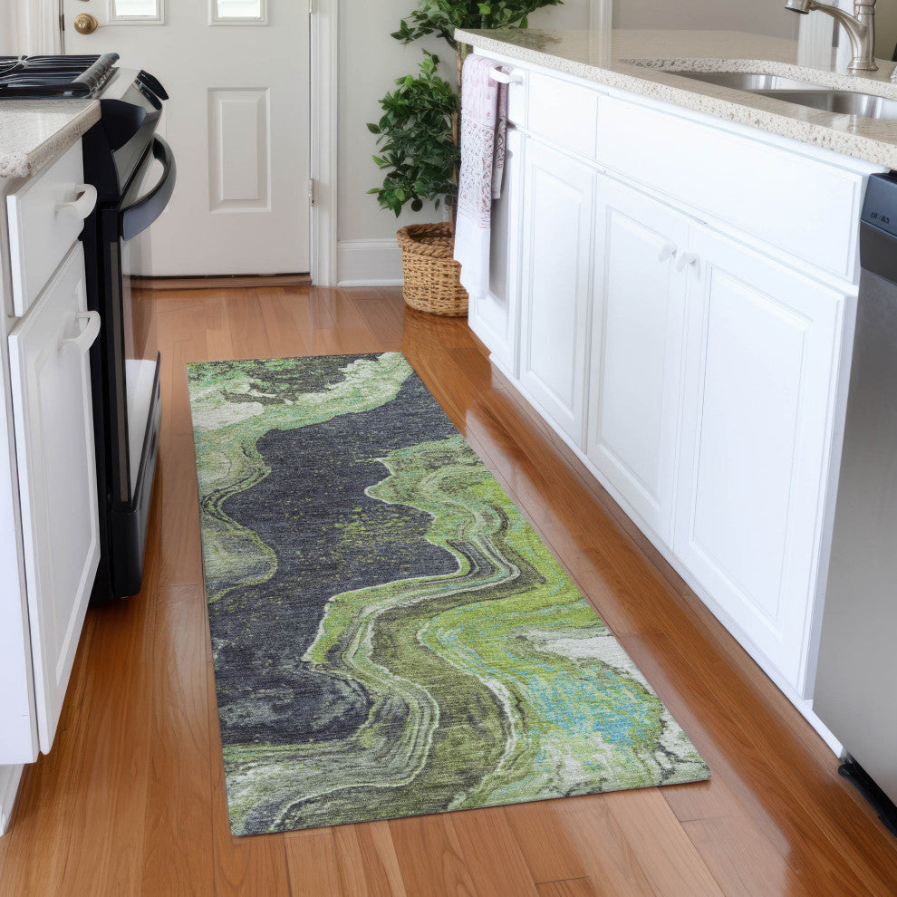 Machine Washable Indoor/Outdoor Chantille ACN1907 Aloe 2'3" x 7'6" Runner Rug