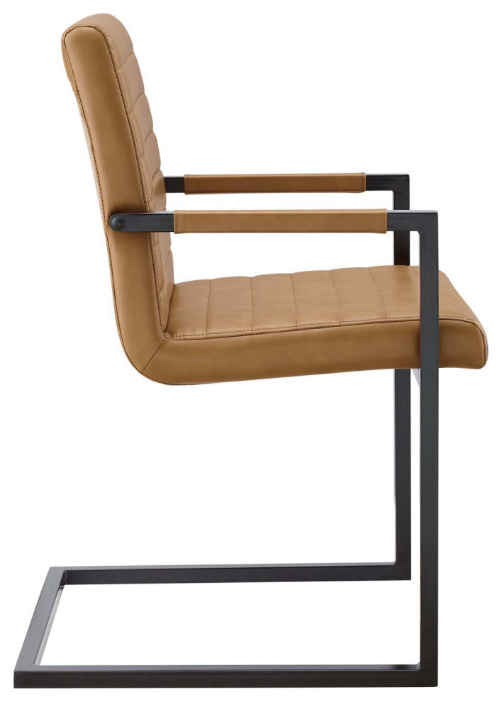 Savoy Vegan Leather Dining Chairs Set of 2, Tan