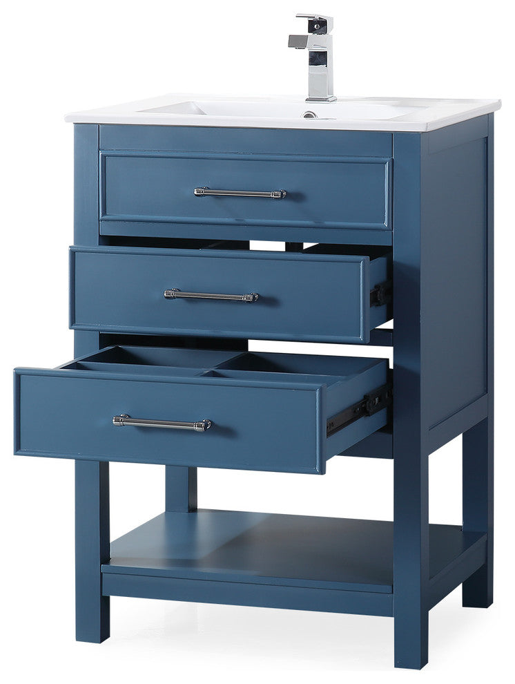 24" Aruzza Small Slim Teal Bathroom Vanity