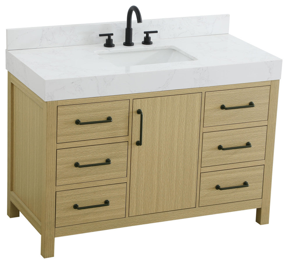 Home Living 48" Single Bathroom Vanity, Honey Brown With Backsplash