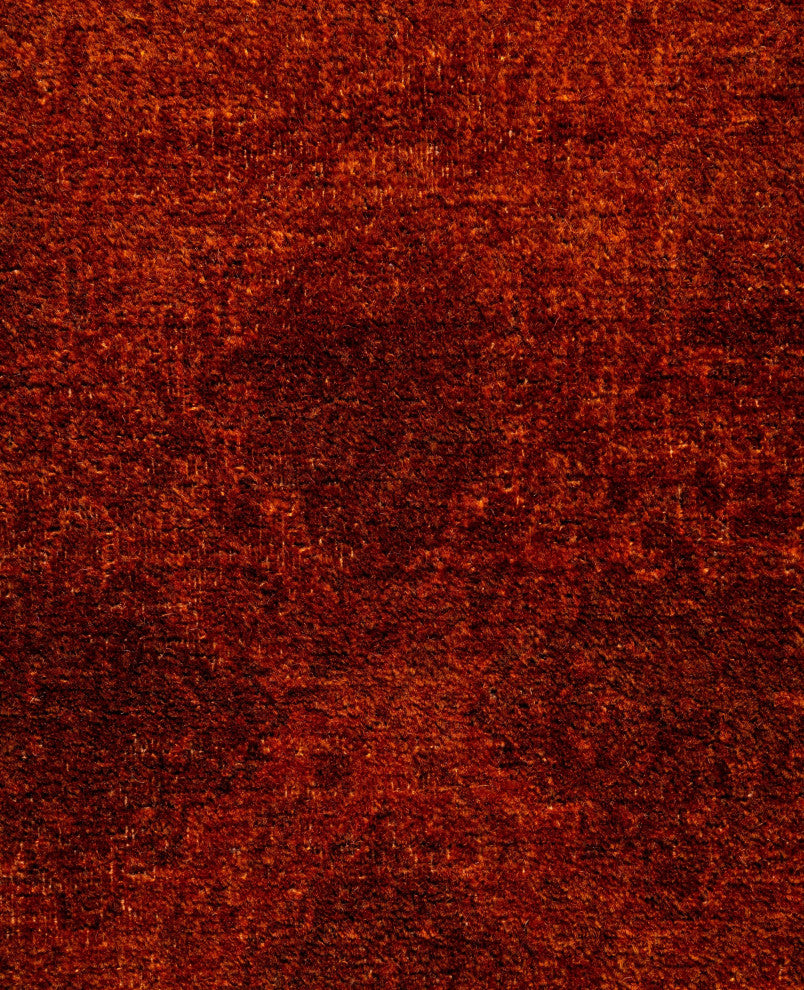Overdyed One-of-a-Kind Hand-Knotted Area Rug Orange, 4' 1" x 4' 1"