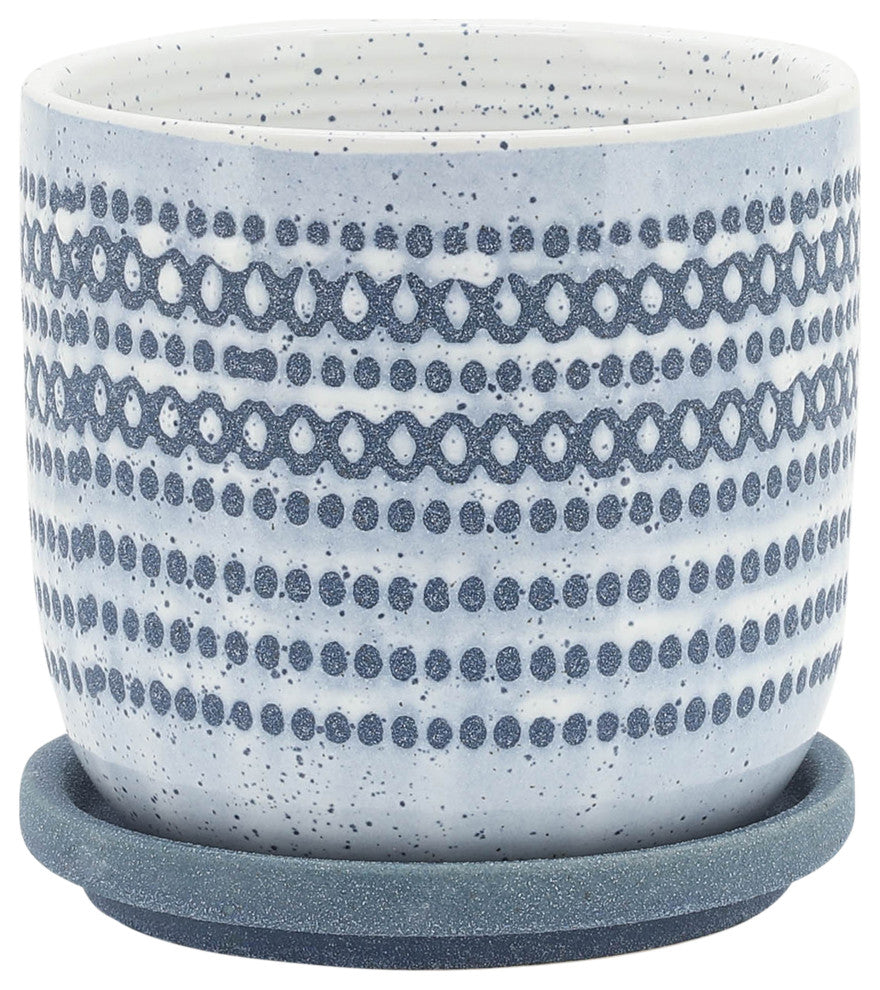 Ceramic 5" Planter With Saucer, Blue