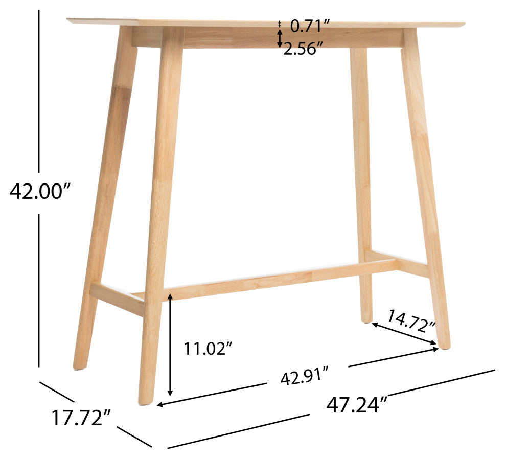GDF Studio 3-Piece Ethel Natural Oak Finish Rectangular Bar Set, Light Beige