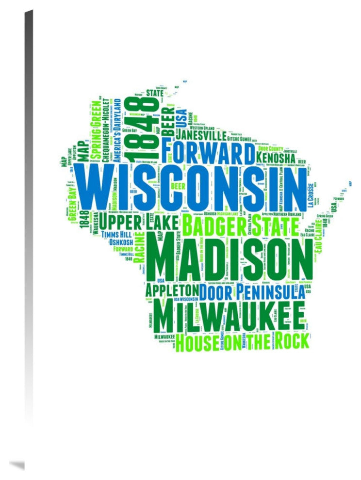 "Wisconsin Word Cloud Map" Fine Art Print