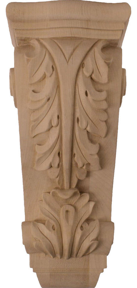 5 1/4"W x 4 3/4"D x 12"H Medium Farmingdale Acanthus Corbel, Lindenwood