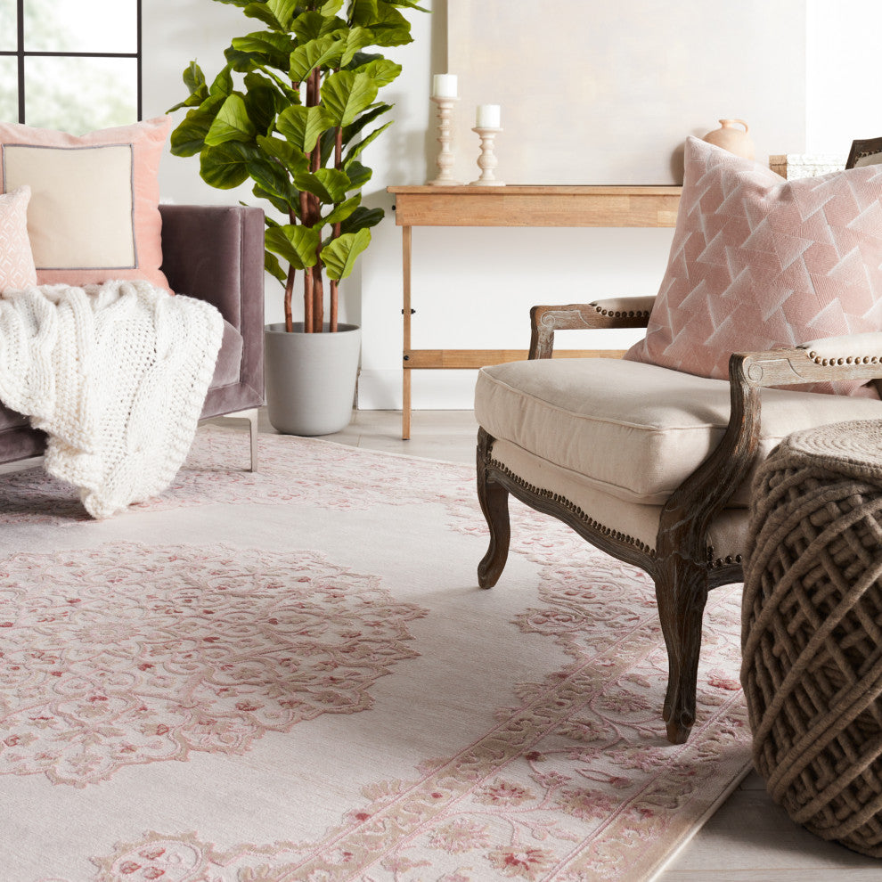 Jaipur Living Malo Medallion Pink/White Area Rug, 2'x3'