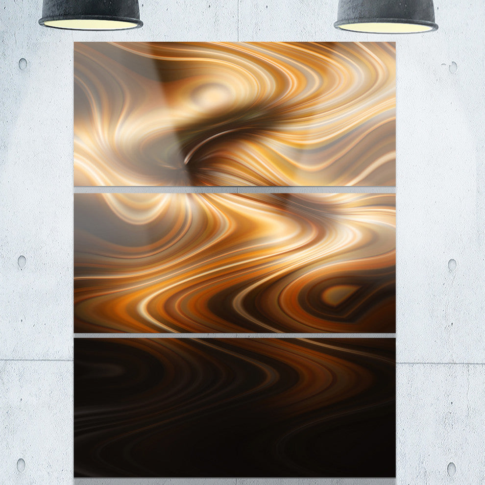 "Brown Curved Waves Texture" Digital Metal Wall Art, 3 Panels, 28"x36"