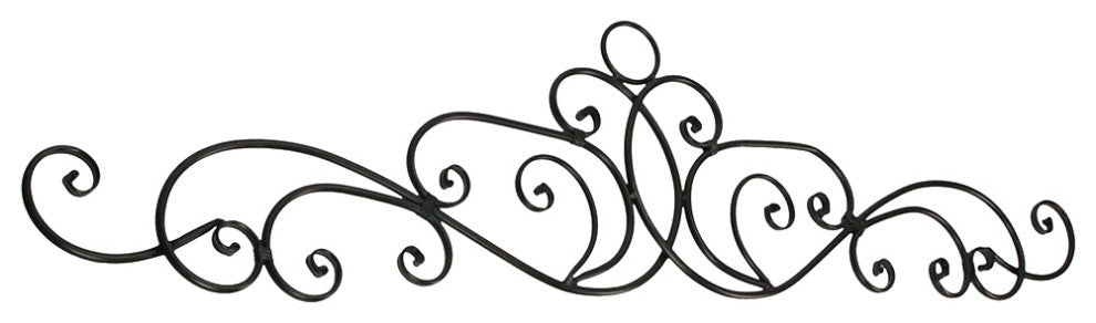 Antique Bronze Metal Elegant Scrolls Wall Pediment Set of 2