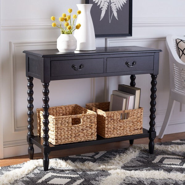 Safavieh Athena 2 Drawer Console Table, Black