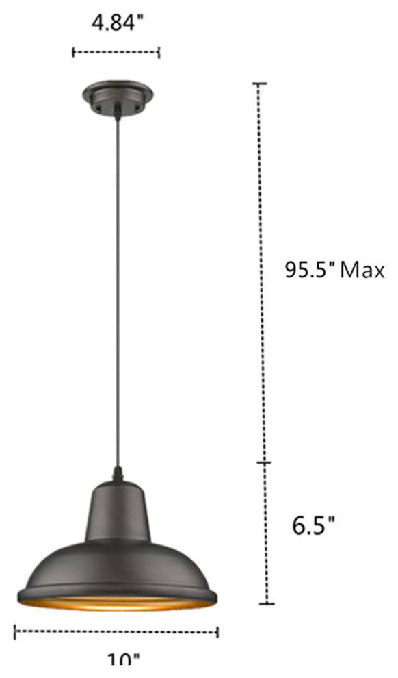 Ironclad 1-Light Rubbed Bronze Ceiling Mini Pendant 10"
