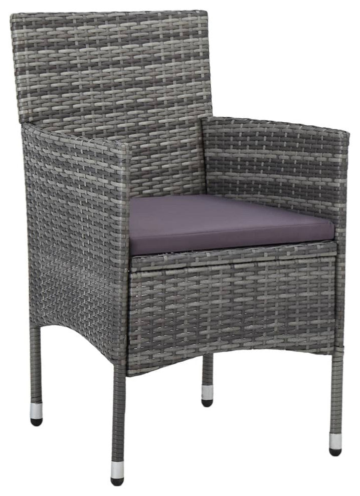 Vidaxl Garden Dining Chairs, Set of 2, Poly Rattan Gray
