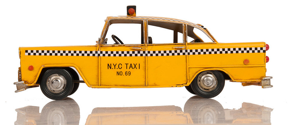 Handmade Classic New York City Taxi Model, Collectible Metal Scale Model Taxi