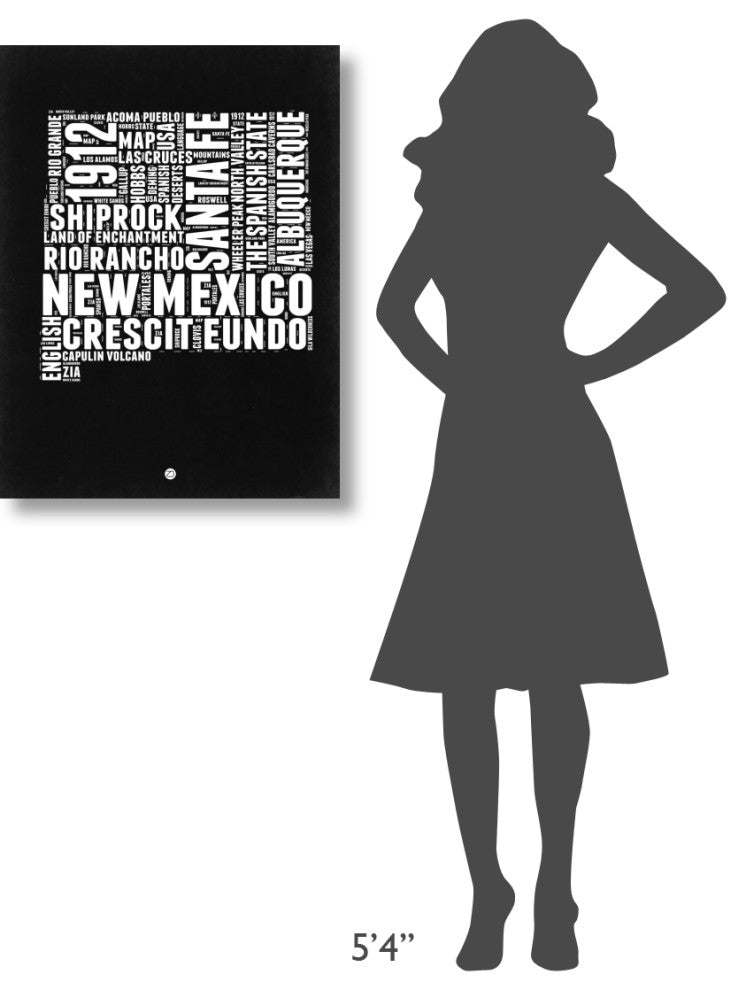 "New Mexico Black and White Map" Fine Art Print