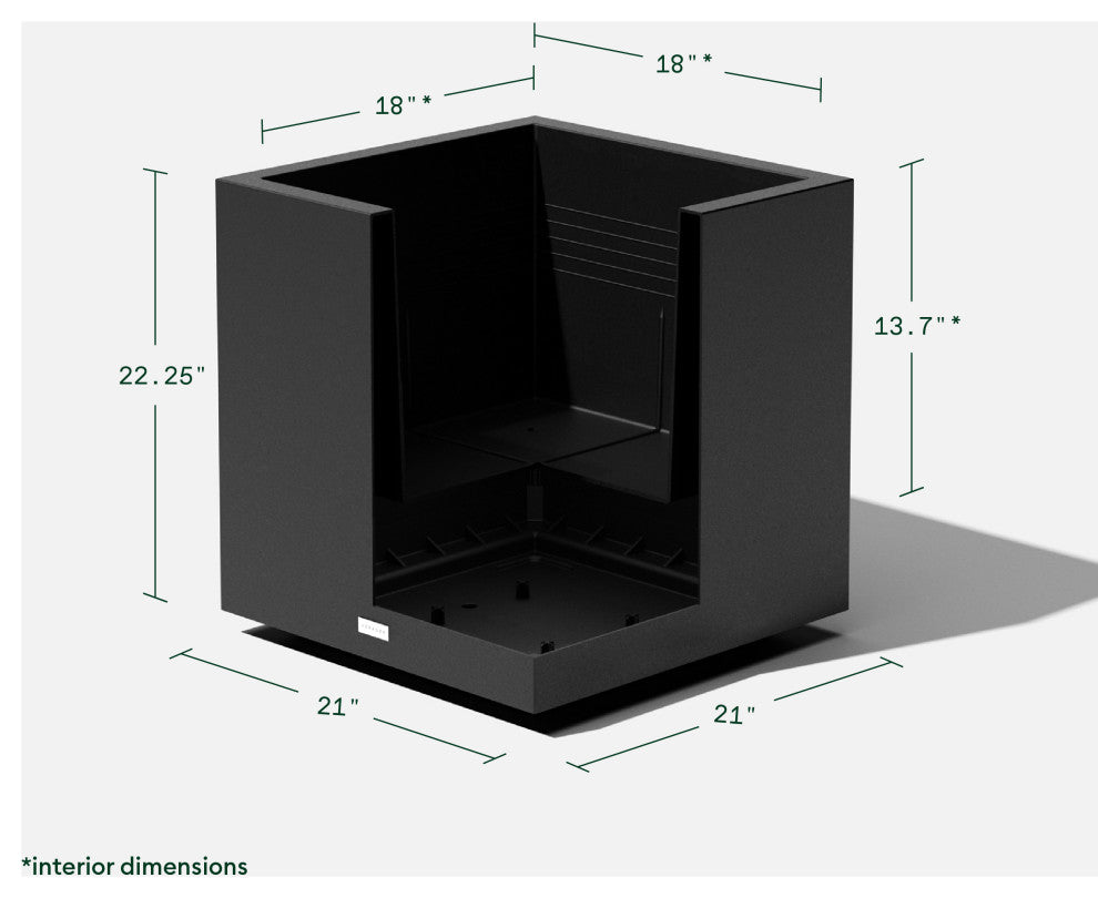 Veradek Block Series Cube Planter, Black, Medium