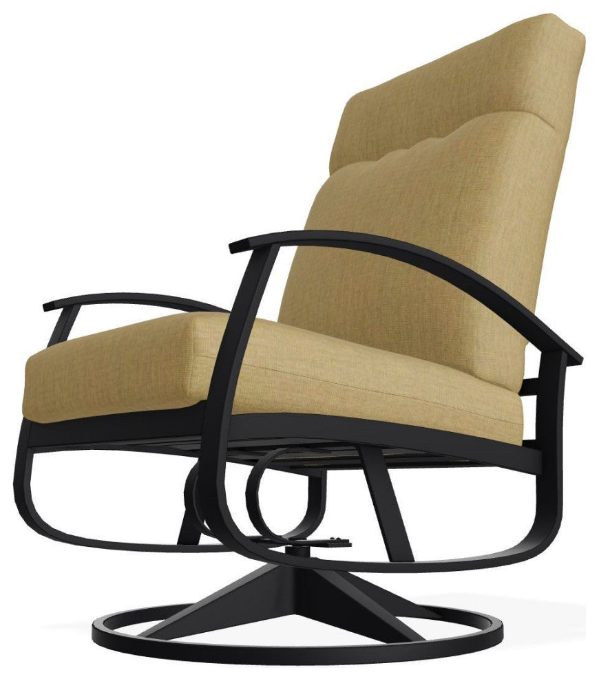 Belle Isle Cushion Deep Seat Outdoor Swivel Rocker, Stucco/Black
