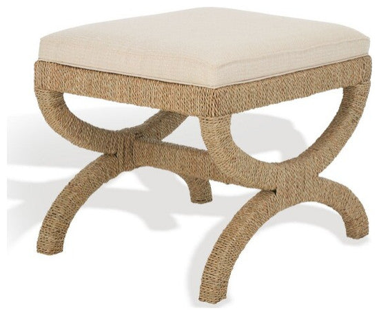 Safavieh Aikan Woven Sea Grass Ottoman Natural / Beige