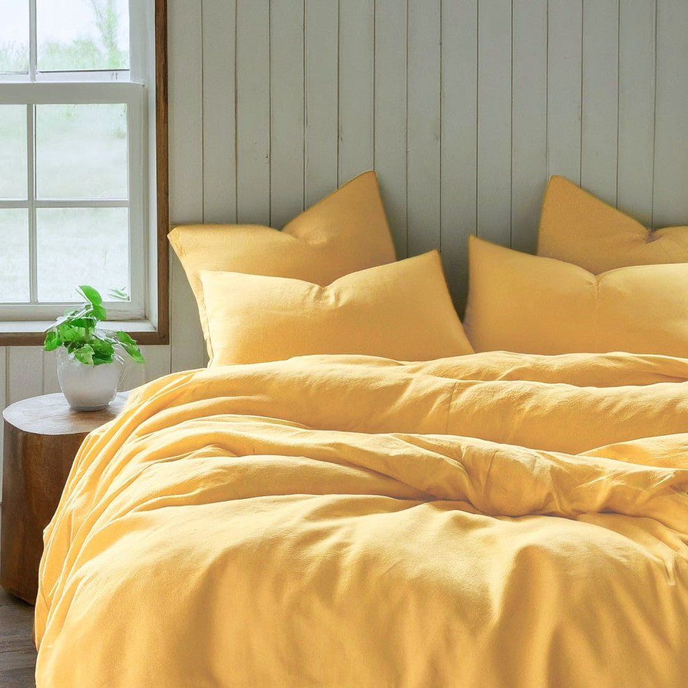 Tache Solid Gold Sunny Yellow Bed Sheet Set, California King