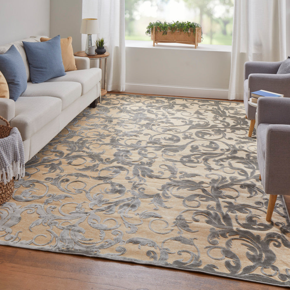 Weave & Wander Pellaro Rug, Cream/Silver, 2'2"x4'