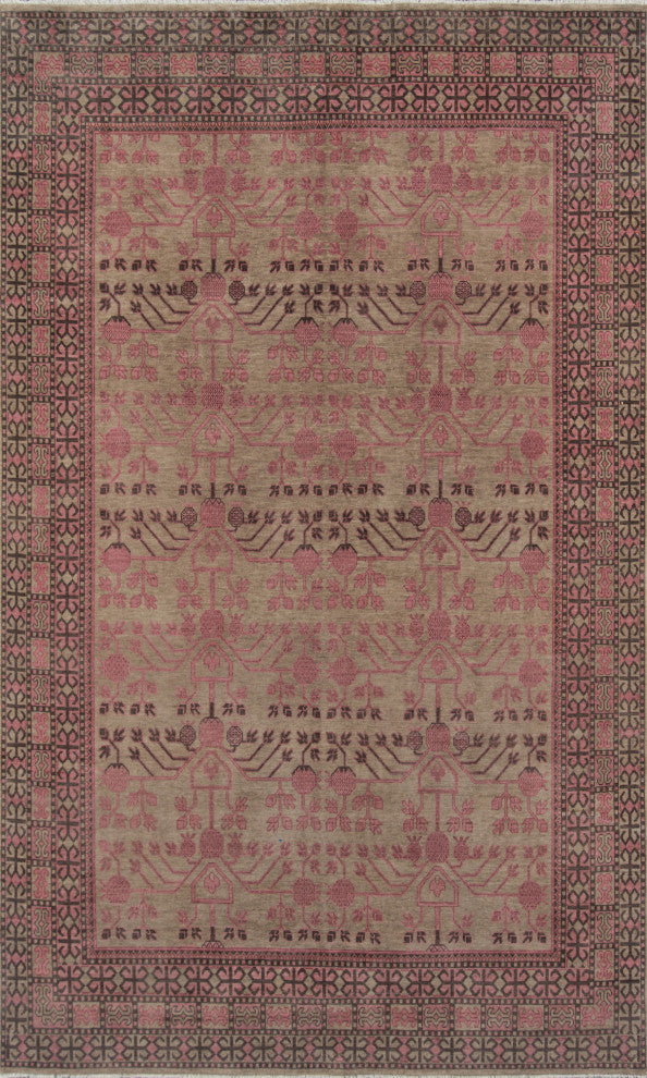 Momeni Banaras Hand Knotted Wool Area Rug, Pink, 9'6"x13'6"