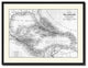 West Indies Caribbean Vintage B&W Map Canvas Print, 28"x37"