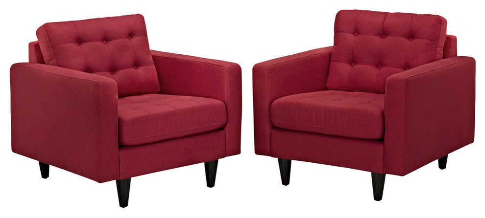 Modern Contemporary Living Room Armchair Set of 2 Red