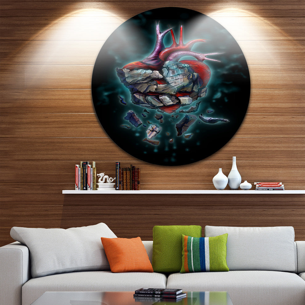 Stone Heart Revival, Abstract Round Wall Art, 36"