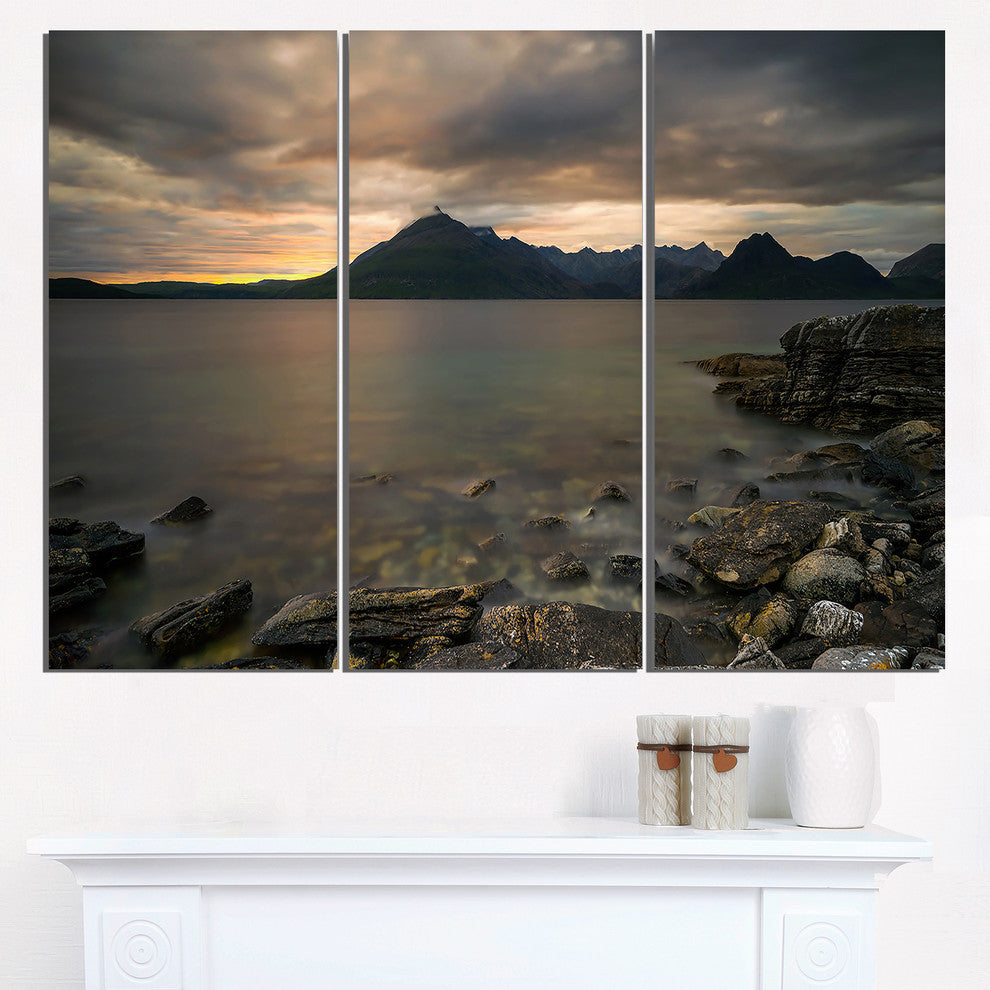 "Rocky coastline of Loch Scavaig" Metal Wall Art, 3 Panels, 36"x28"