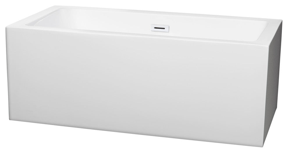 Melody 60" Freestanding White Bathtub, Shiny White Drain