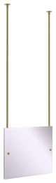 Frameless Landscape Ceiling Hung Mirror with Beveled Edge, Satin Brass