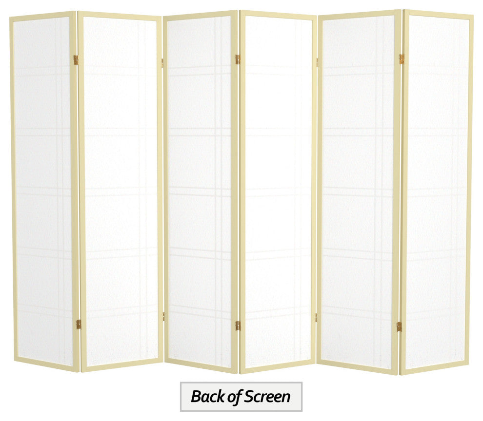 6' Tall Double Cross Shoji Screen, Special Edition, Ivory, 6 Panels