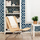 Trellis Peel and Stick Vinyl Wallpaper, White Navy, 24"w X 60"h